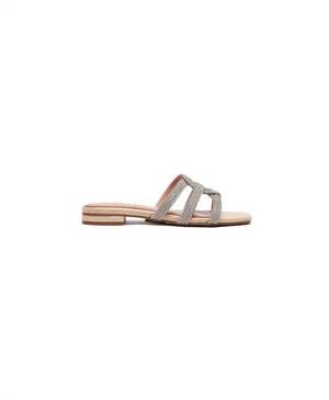 NEW BIBI LOU women's eve rhinestone sandal in nude